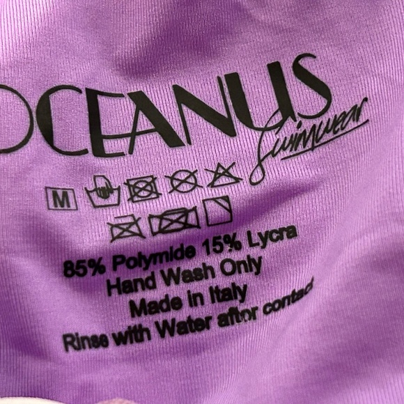 Oceanus Teresa Ruffled Frilly Swirl Abstract Print Bandeau Bikini Set Size M - Picture 12 of 12